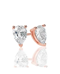 Suzy Levian Sterling Silver Cubic Zirconia Pear-Cut Classic Stud Earrings