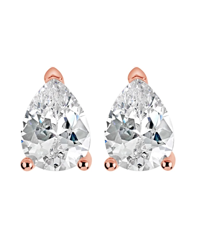 Suzy Levian Sterling Silver Cubic Zirconia Pear-Cut Classic Stud Earrings
