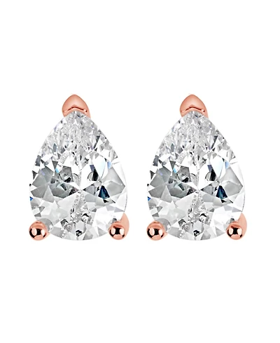 Suzy Levian Sterling Silver Cubic Zirconia Pear-Cut Classic Stud Earrings