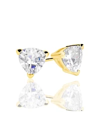 Suzy Levian Sterling Silver Cubic Zirconia Trillion-Cut Classic Stud Earrings