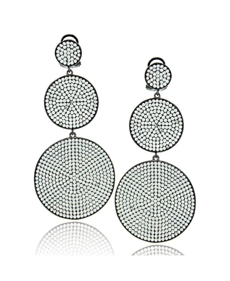 Suzy Levian Rose Sterling Silver Cubic Zirconia Circle Earrings