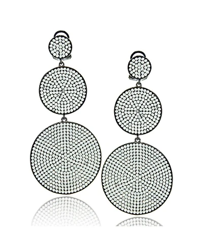 Suzy Levian Rose Sterling Silver Cubic Zirconia Circle Earrings