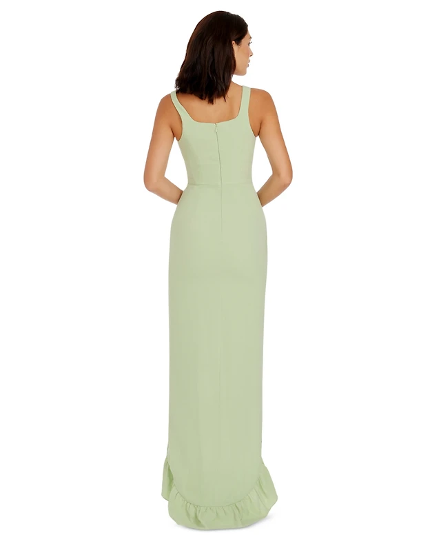 floral sage maxi dress S Sage Strapless Floral Print Chiffon Maxi Dress with Corset Back