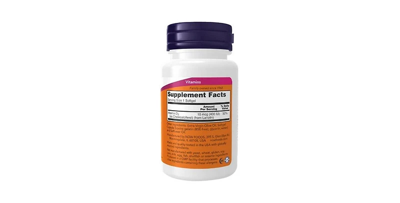Now Foods Vitamin D-3, 400 Iu, 180 Softgels