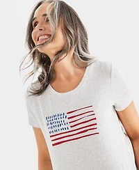 Style & Co Women's Usa Flag Graphic Crewneck T-Shirt, Created for Macy's