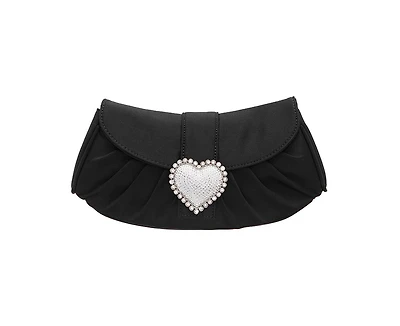 Nina Crystal Heart Adorned Clutch Handbag