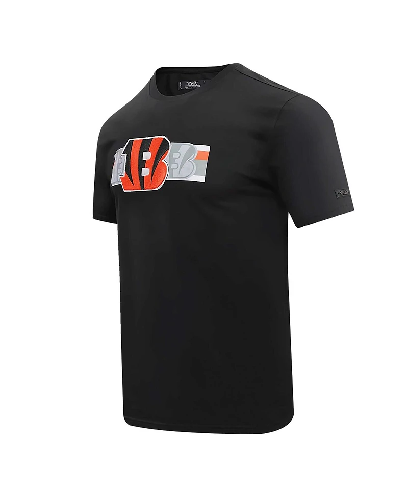 Men's Pro Standard Black Cincinnati Bengals Retro Striper T-Shirt