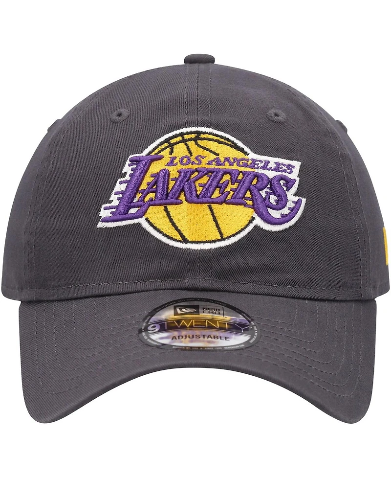 Men's New Era Charcoal Los Angeles Lakers Team 2.0 9TWENTY Adjustable Hat