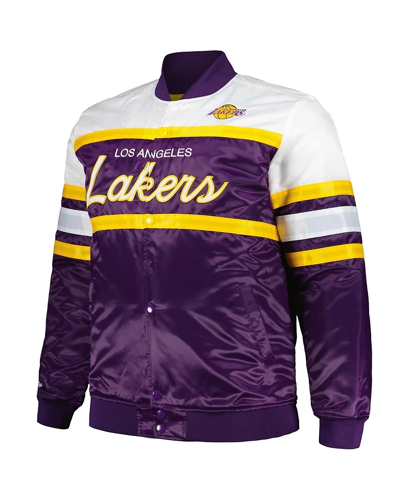 Men's Mitchell & Ness Purple, Gold Los Angeles Lakers Big and Tall Heavyweight Full-Snap Satin Jacket