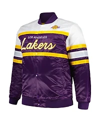 Men's Mitchell & Ness Purple, Gold Los Angeles Lakers Big and Tall Heavyweight Full-Snap Satin Jacket
