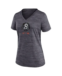 Women's Nike Black Baltimore Orioles City Connect Velocity Practice Performance V-Neck T-shirt
