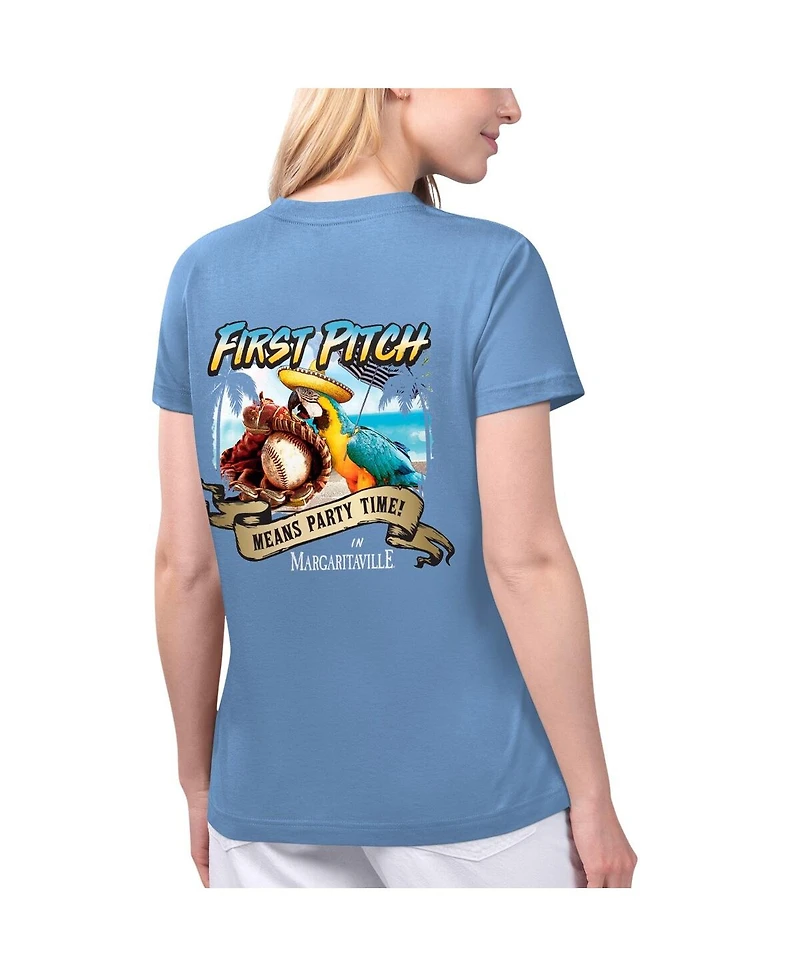 Women's Margaritaville Light Blue Atlanta Braves Game Time V-Neck T-shirt