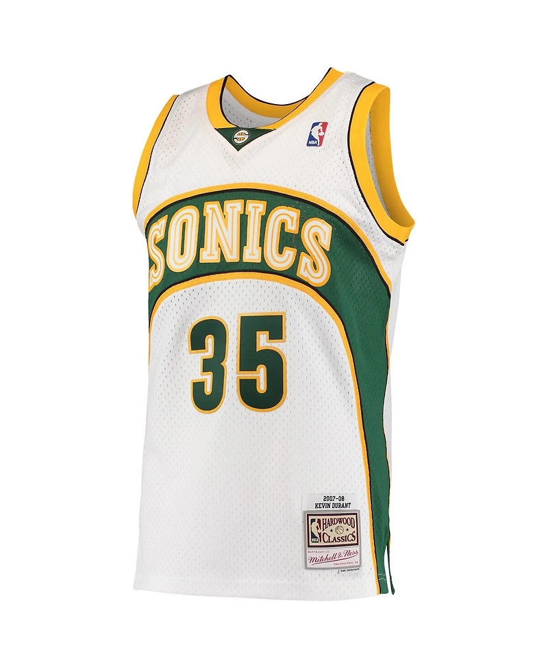 Men's Mitchell & Ness Kevin Durant White Seattle SuperSonics Hardwood Classics Swingman Jersey