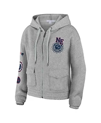 Women's Wear by Erin Andrews Heather Gray New England Patriots Full-Zip Hoodie