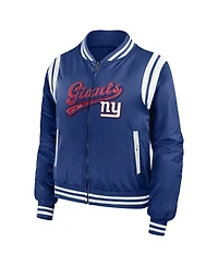 Women's Wear by Erin Andrews Royal New York Giants Bomber Full-Zip Jacket
