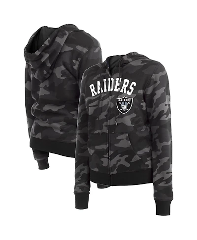 Women's New Era Black Las Vegas Raiders Camo Full-Zip Hoodie