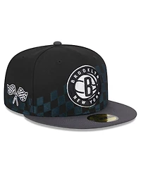 Men's New Era Black Brooklyn Nets 2024 Nba All-Star Game Rally Drive Checkerboard 59FIFTY Crown Fitted Hat