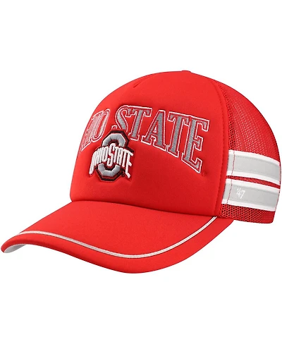 Men's '47 Brand Scarlet Ohio State Buckeyes Sideband Trucker Adjustable Hat