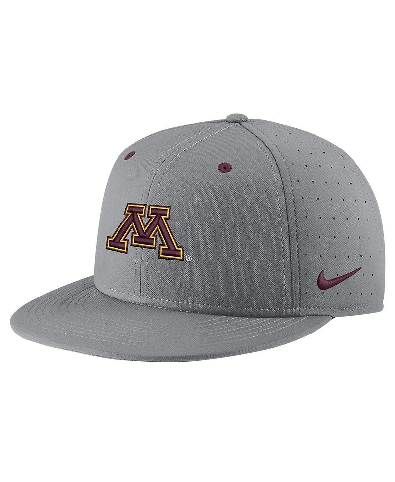 Men's Nike Gray Minnesota Golden Gophers Usa Side Patch True AeroBill Performance Fitted Hat