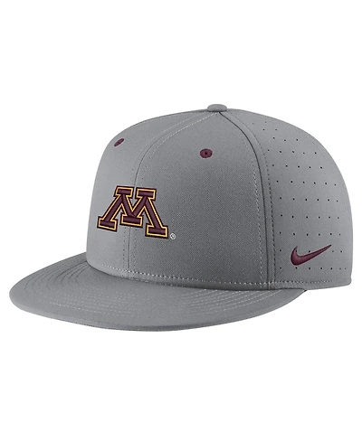 Men's Nike Gray Minnesota Golden Gophers Usa Side Patch True AeroBill Performance Fitted Hat