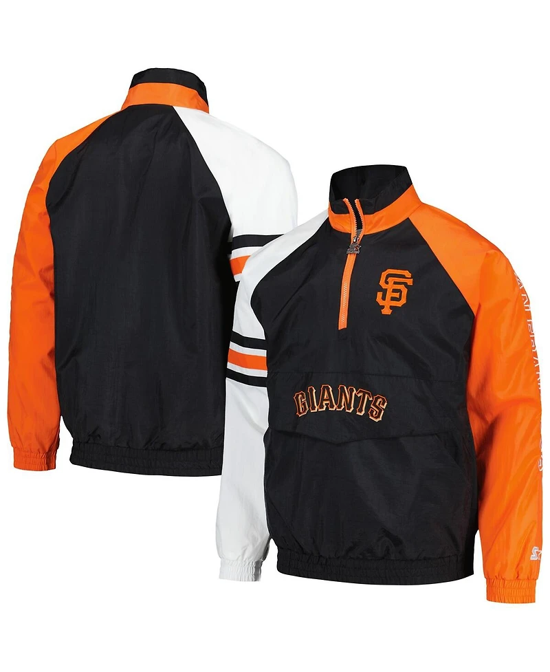 Men's Starter Black, Orange San Francisco Giants Elite Raglan Half-Zip Jacket