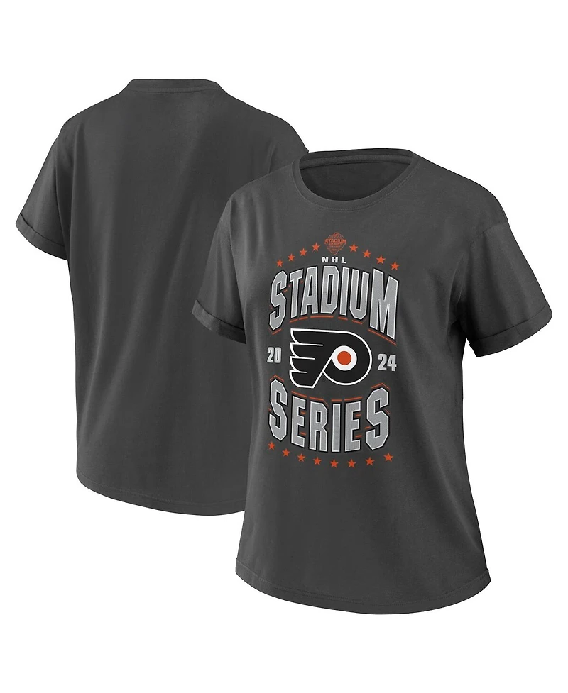Women's Wear by Erin Andrews Charcoal Philadelphia Flyers 2024 Nhl Stadium Series Boyfriend T-shirt