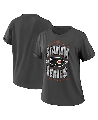 Women's Wear by Erin Andrews Charcoal Philadelphia Flyers 2024 Nhl Stadium Series Boyfriend T-shirt