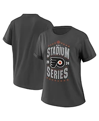 Women's Wear by Erin Andrews Charcoal Philadelphia Flyers 2024 Nhl Stadium Series Boyfriend T-shirt