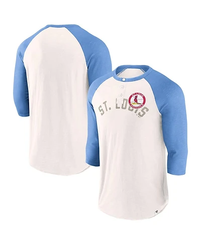 Men's Fanatics White, Light Blue St. Louis Cardinals Backdoor Slider Raglan 3/4-Sleeve T-shirt