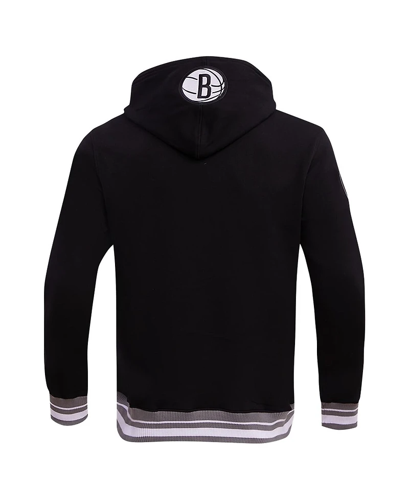 Men's Pro Standard Black Brooklyn Nets Script Tail Pullover Hoodie