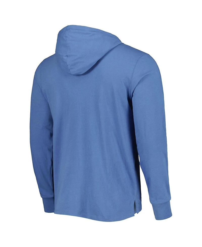 Men's '47 Brand Royal Distressed Los Angeles Rams Field Franklin Hooded Long Sleeve T-Shirt