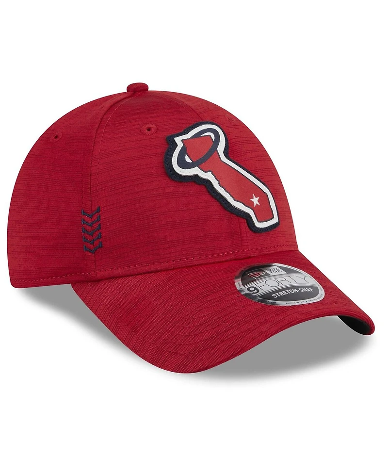 Men's New Era Red Los Angeles Angels 2024 Clubhouse 9FORTY Adjustable Hat