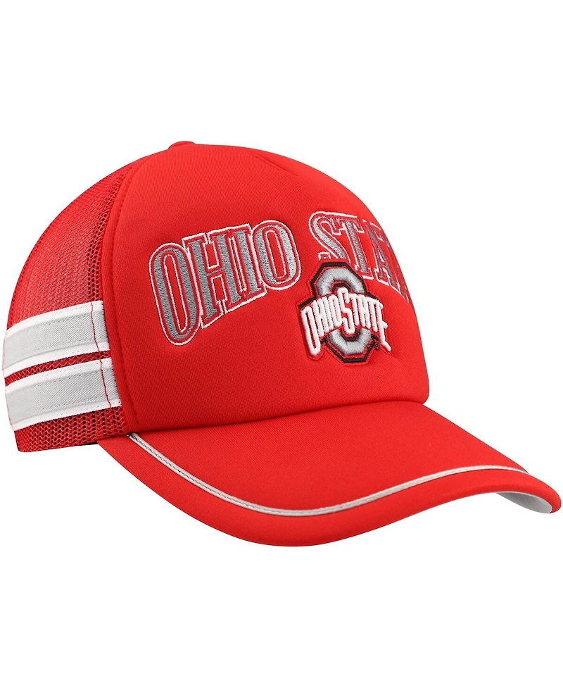 Men's '47 Brand Scarlet Ohio State Buckeyes Sideband Trucker Adjustable Hat