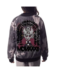Men's and Women's The Wild Collective Gray Distressed Washington Commanders Camo Bomber Jacket