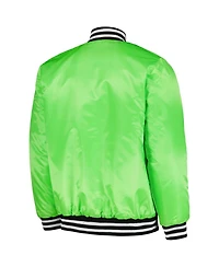 Men's Starter Neon Green Boston Red Sox Cross Bronx Fashion Satin Full-Snap Varsity Jacket