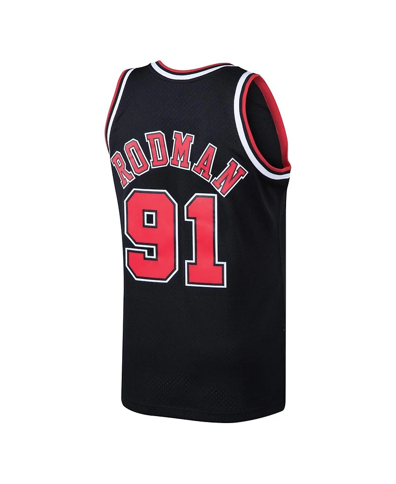Men's Mitchell & Ness Dennis Rodman Black Chicago Bulls 1997/98 Hardwood Classics Swingman Jersey
