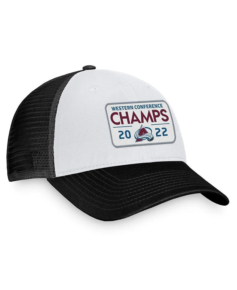 Men's Fanatics Black Colorado Avalanche 2022 Western Conference Champions Locker Room Trucker Adjustable Hat
