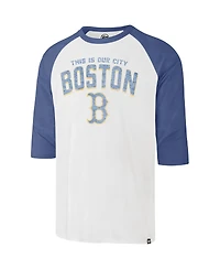 Men's '47 Brand Cream Distressed Boston Red Sox City Connect Crescent Franklin Raglan Three-Quarter Sleeve T-Shirt