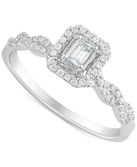 Diamond Octagon-Cut Halo Ring (1/3 ct. t.w.) in 14k White Gold