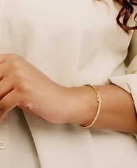 Ettika Half Classic Half Sparkle 18k Gold Plated Bracelet Cuff