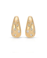 Ettika Bezel Crystal Dotted 18k Gold Plated Hoop Earrings