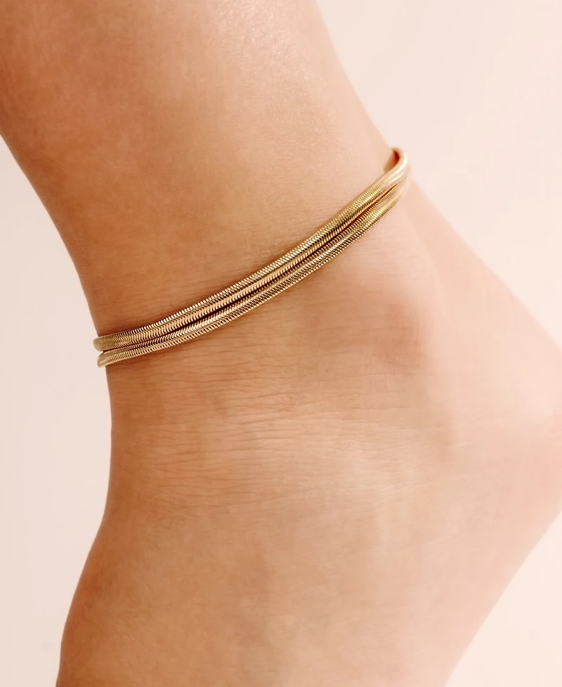 Ettika Slinky Snake Double Chain 18k Gold Plated Anklet