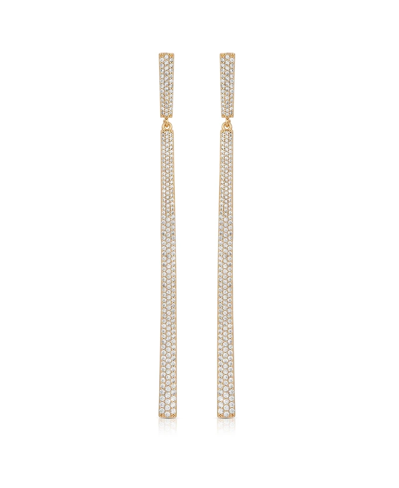 Ettika Straight Drop 18k Gold Plated Crystal Dangle Earrings