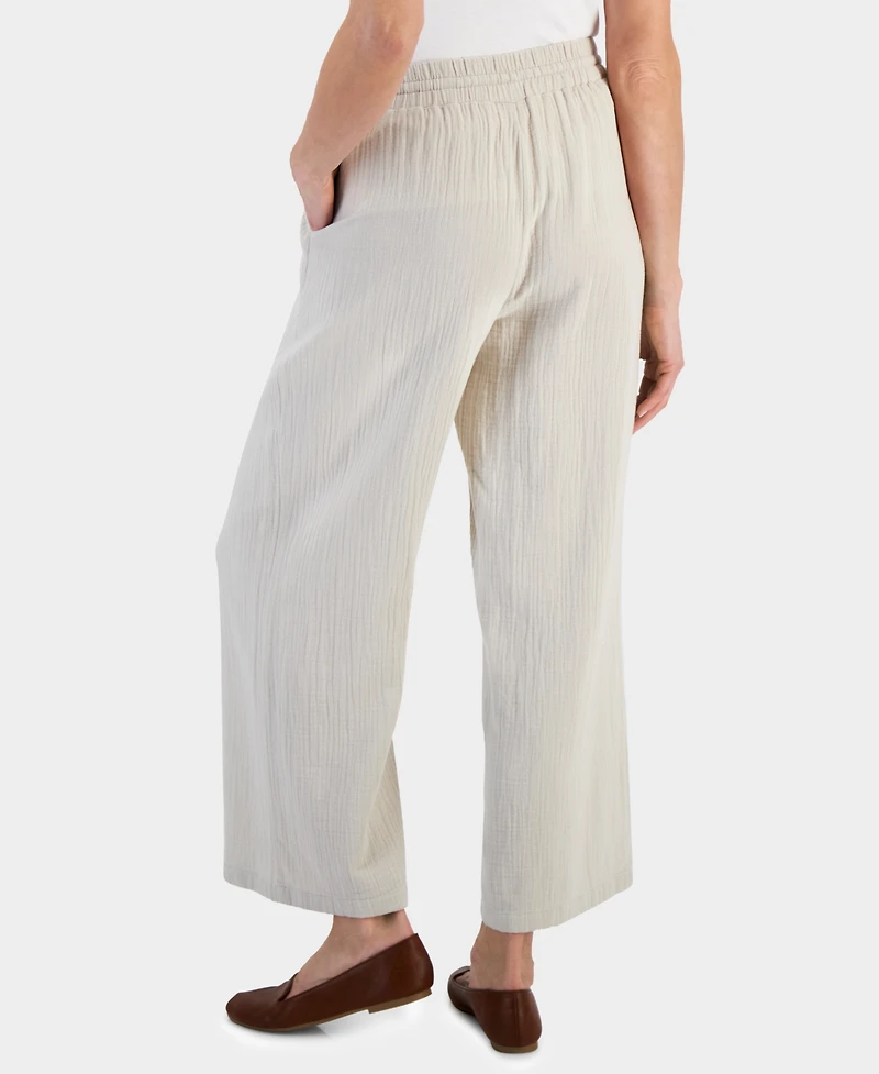 Style & Co Petite Gauze Wide-Leg Pull-On Pants, Created for Macy's