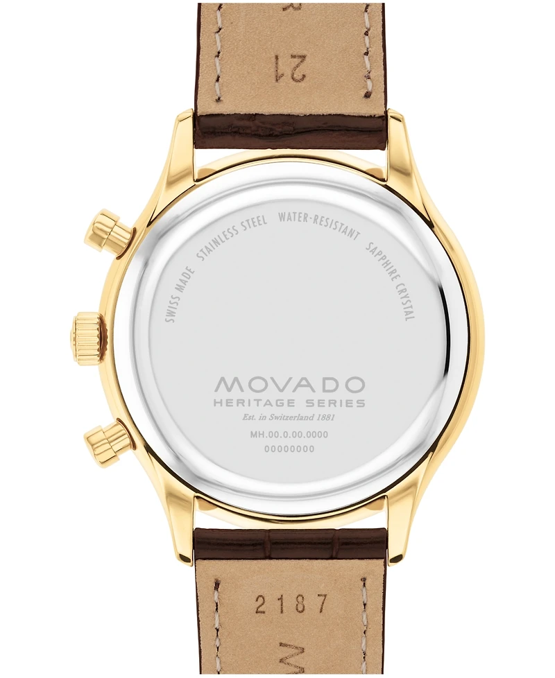 Movado Men's Circa Swiss Quartz Chrono Brown Leather Watch 43mm