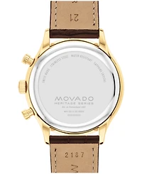 Movado Men's Circa Swiss Quartz Chrono Brown Leather Watch 43mm