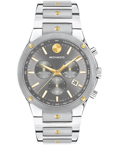 Movado Men's Se Swiss Quartz Chrono Stainless Steel Two-Tone Yellow Pvd Watch 42mm