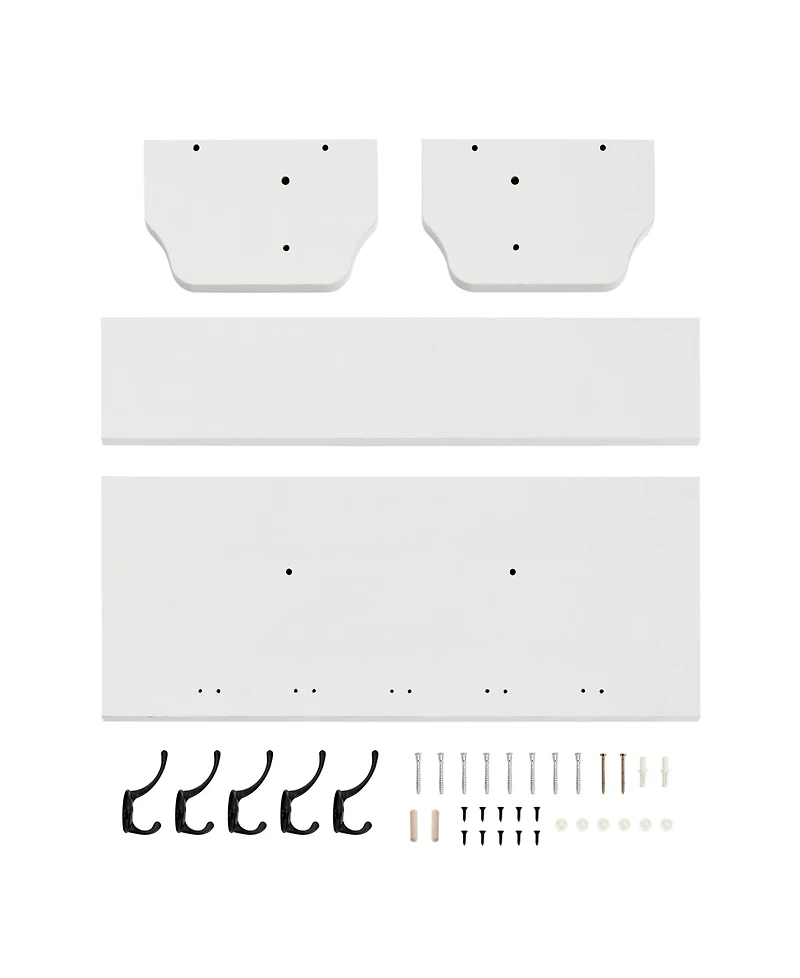 Entryway Floating Utility Wall Shelf with Hooks