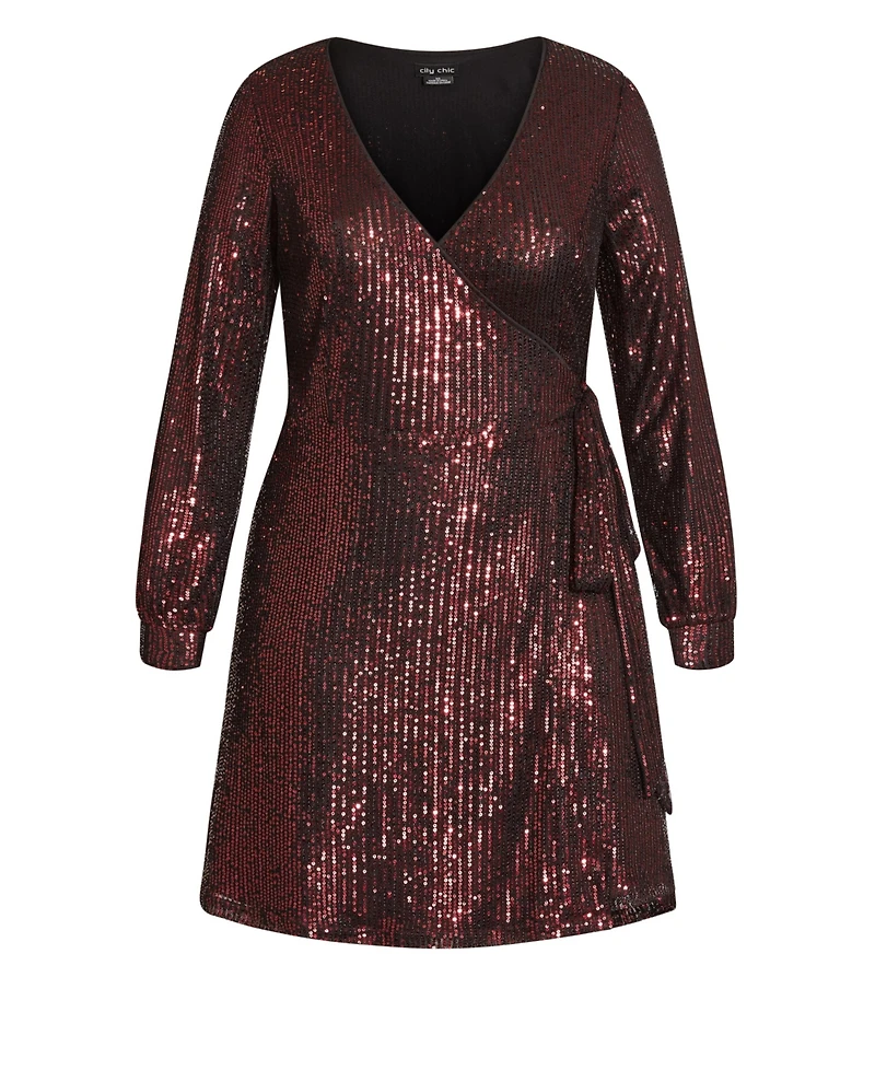 City Chic Plus Party Glow Wrap Dress