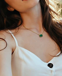 Malachite Beaded Frame 18" Pendant Necklace in Yellow-Plated Sterling Silver